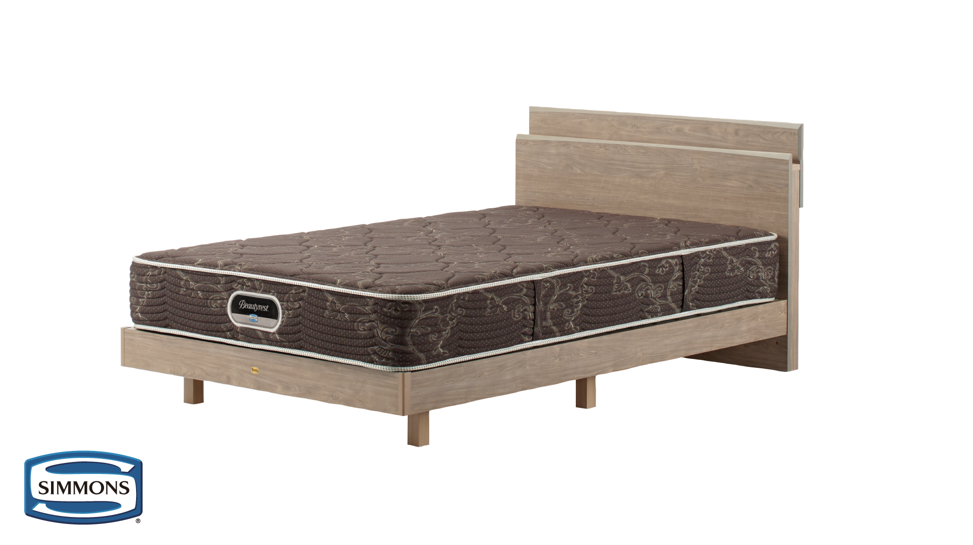 シモンズ|ベッドセット|グランゲート キャビネット ST グレージュ色|6.5インチ レギュラー セミダブル
