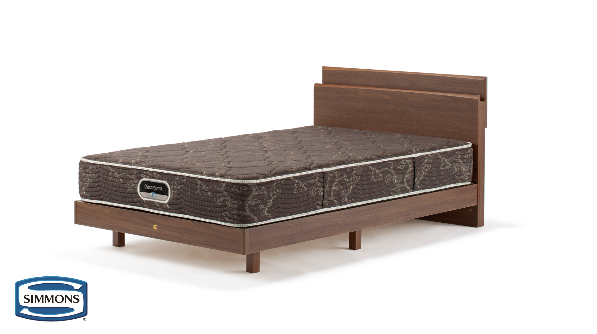 シモンズ|ベッドセット|グランゲート キャビネット ST ミディアム色|6.5インチ レギュラー セミダブル