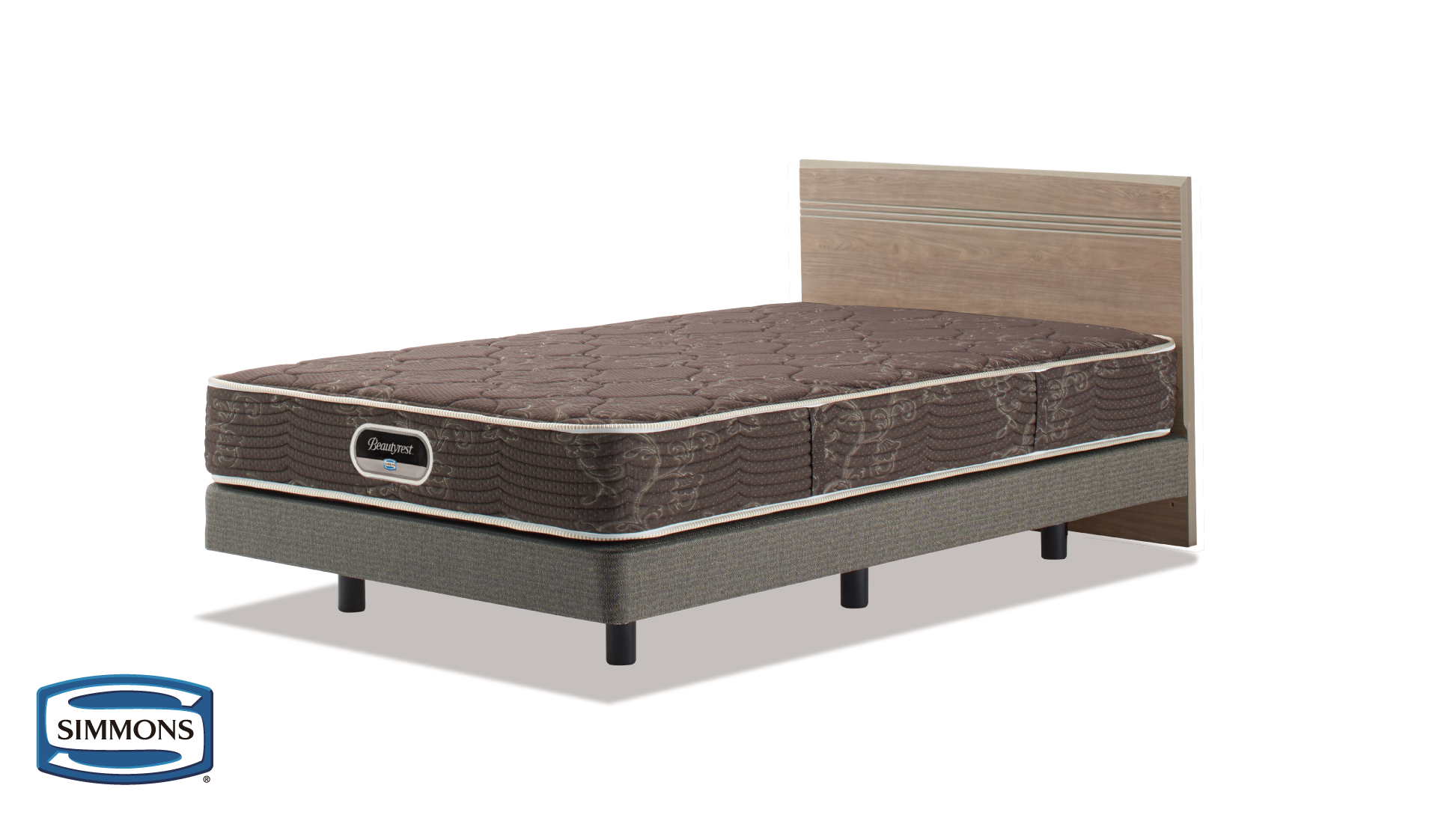 シモンズ|ベッドセット|グランゲート フラット DC グレージュ色|6.5インチ レギュラー セミダブル