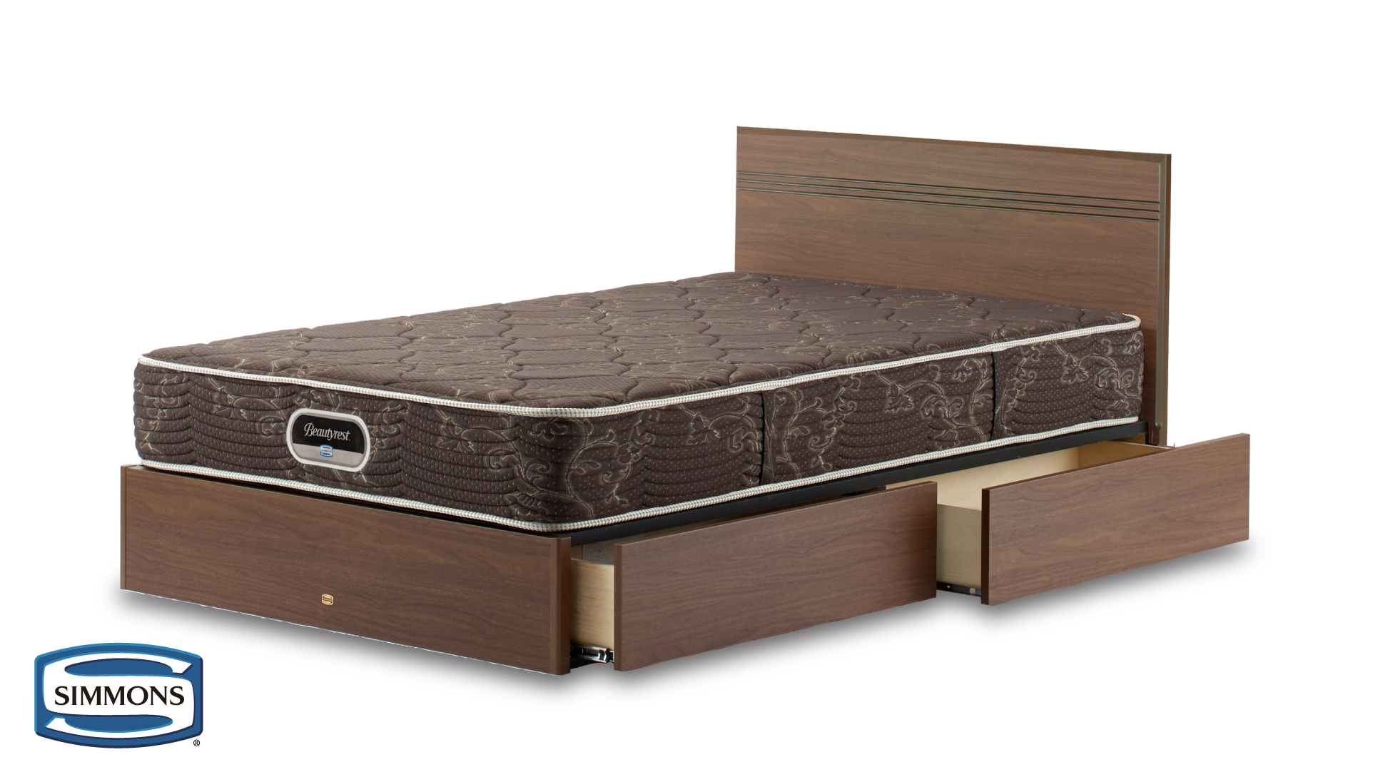 シモンズ|ベッドセット|グランゲート フラット 抽出 ミディアム色|6.5インチ レギュラー セミダブル