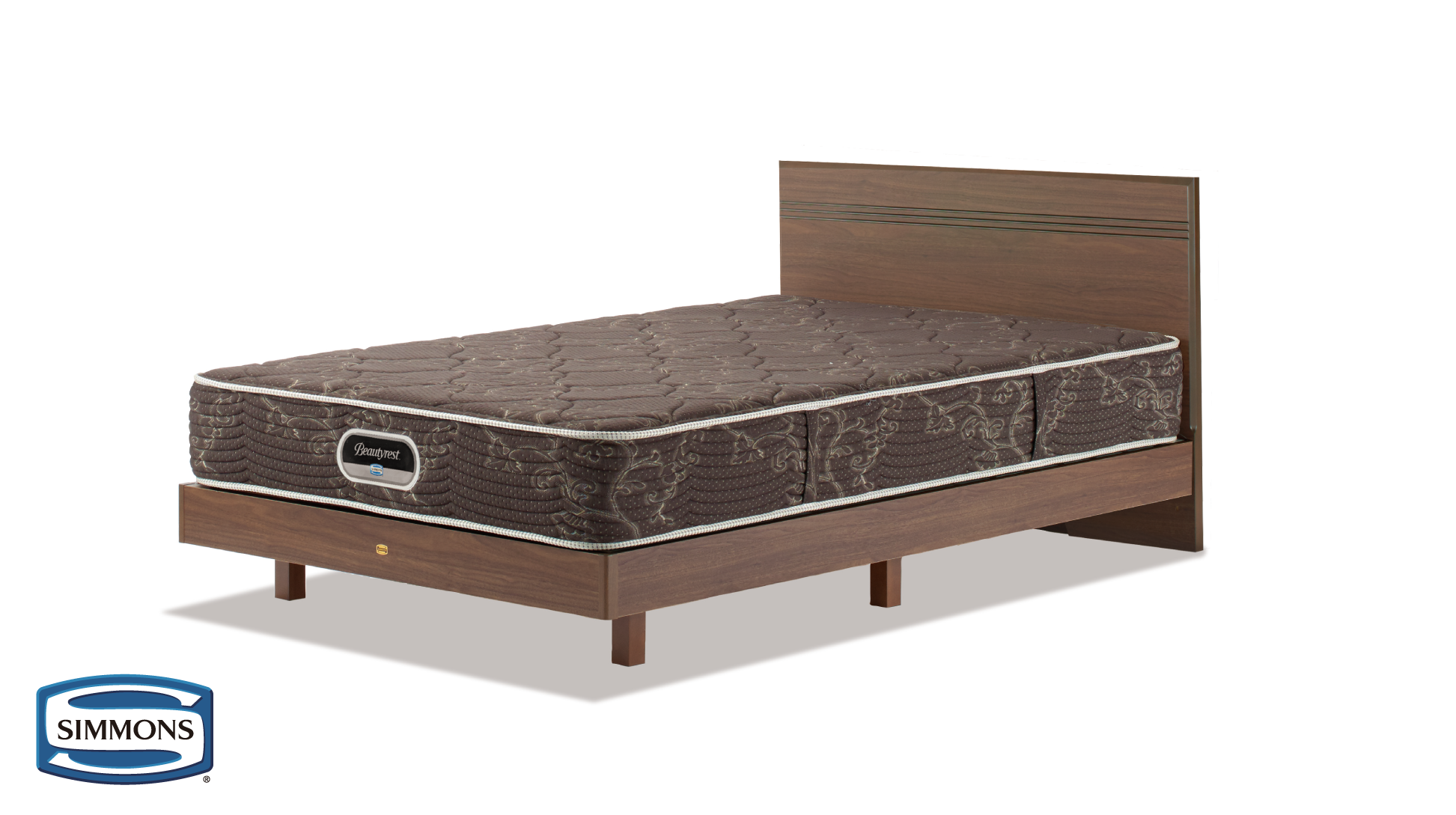 シモンズ|ベッドセット|グランゲート フラット ST ミディアム色|6.5インチ ソフト ダブル