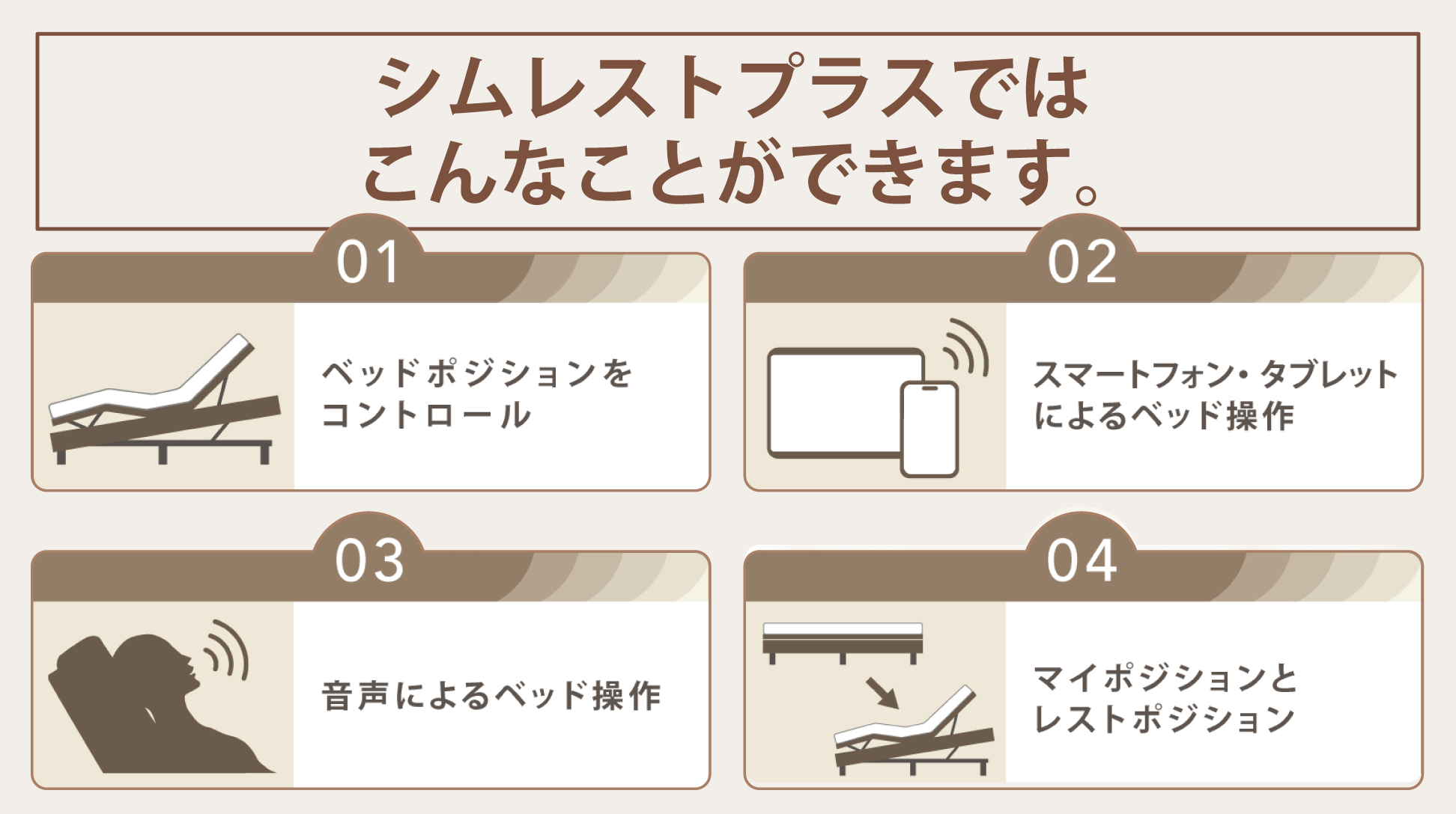 シモンズ|電動リクライニングベッドセット|シムレストプラス グレージュ色|5.5 ノンキルト シングル